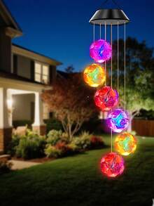 Solar Color Changing Wind Chimes With RGB Rose Ball - Outdoor Garden Decoration, Suitable For Garden, Courtyard, Villa, Park Landscape Light Hanging Lamp Gift For Mon - Color - View 14
