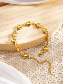 1 Stück vergoldetes Edelstahl Armband mit Cubic Zirkonia, Ballon und Herz Charms, personalisierter Modeschmuck für Männer und Frauen