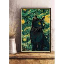 1pc Wall Arts Posters Optional Frame Vintage Van Gogh Monet Waterlily Black Cat Posters Coffee Stickers Kraft Paper Living Community Bar Art Painting Home Room Decoration ,Wall Art With Frame - Multicolor - View 40