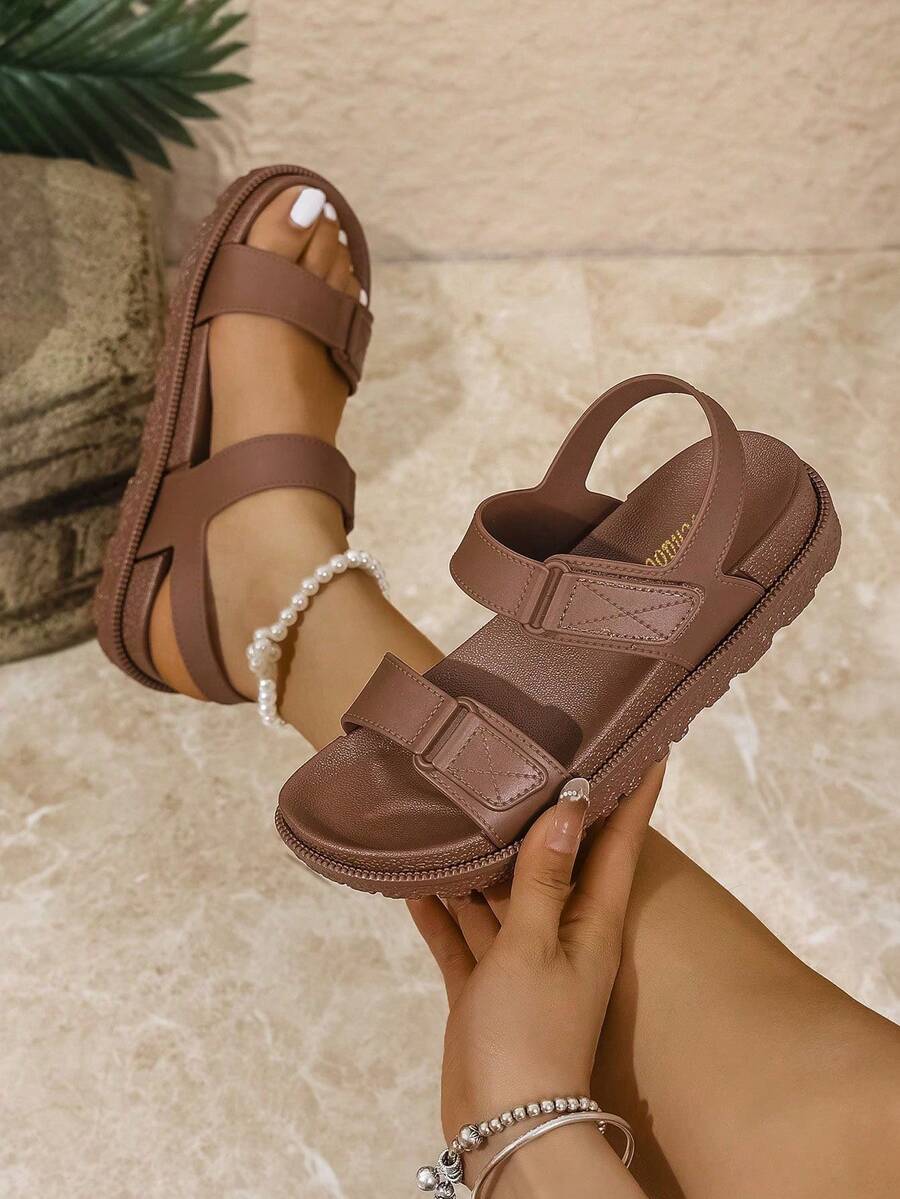 Sandalias casuales de lujo, suaves y duraderas para mujer de talla grande, para senderismo, playa y deportes, para atuendos de primavera y verano - Marrón - Ver 1