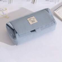 Simple & Cute Dog Design Stationery Case, Double-Layer Pencil Case, Large Capacity Zipper Closure Pen Bag For Students, Middle School Supplies,Back To School,School Supplies