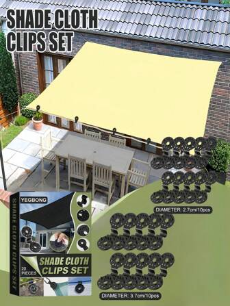 20pcs/Box Light Blocking Cloth Clips Set, Greenhouse Shade Net Clips, Adjustable Fixing Clamps For Shading Net, Bird Net, Garden Sunshade Canopy, Easy Installation