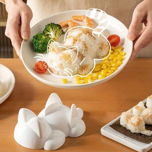 1 Stück lebensmittelsicherer Kunststoff, niedliche katzenförmige Sushi & Kartoffelbrei Form für Küche und Esszimmer