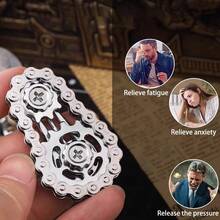 1Pc Metal Gear Chain Fidget Toy, Relieve Stress By Rotating Bicycle Chain With Hands, Multiple Ways To Play,Teen Gift, Desk Toy - Multicolor - View 4