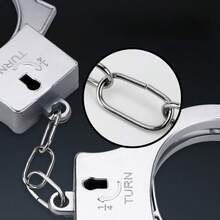 1 Pair Of Retro Silver Handcuffs And Plastic Handcuffs Set - Perfect For Halloween And Party Costumes, Fun And No Need For Power - Silver - View 7