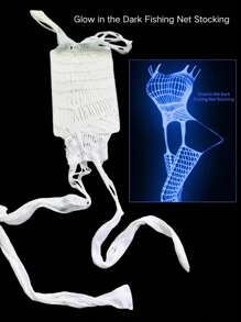 Sexy Lingerie, 1 Piece Of Women's Luminous Fishing Net Sock Jumpsuit, Luminous Fishing Net Bodysuit, Transparent Camisole Fishing Net Socks, Sexy Full Body Fishing Net Lingerie, Women's Jumpsuit, Nightclub Costume, Music Festival Costume, Role-Playing Costume