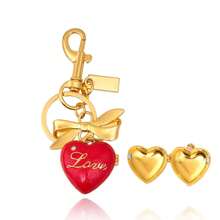rongji jewelry Bow Heart Locket Bag Charm Exquisite Glitter Pendant Keychain Accessory For Purses Bags Handbags