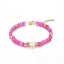 1pc Fashion Minimalist Versatile Stainless Steel & Natural Stone Bracelet, Multi-Color Options Suitable For Women Daily Wear