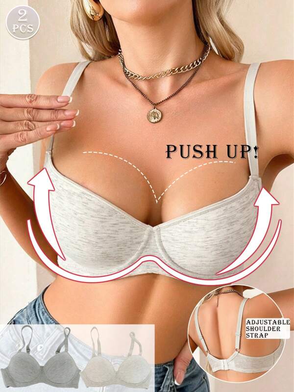 2PCS Comfortable Push Up Bras Women Soft Underwire Bra Set Bralette Women Instantlift Bra Summer
