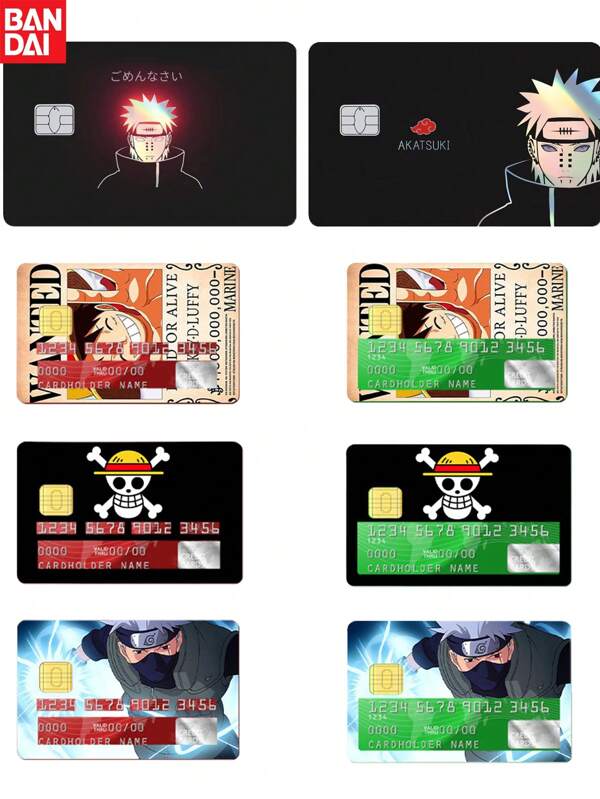 bandai 4pcs Bandai One Piece , Anime Themed Credit Card Stickers, Decorative Stickers, Personal Bank Card Privacy Protection Cover Protective Stickers - Suitable For Credit Cards, Bank Cards, And Bus Cards - Scratch Resistant, Cool Decorations, Removable Self-Adhesive Decorative Card Stickers, Party Gifts&Birthday Surprise Gifts, Ideal Christmas, Halloween, Thanksgiving, And Mother's Day Gifts.,School Supplies,Back To School