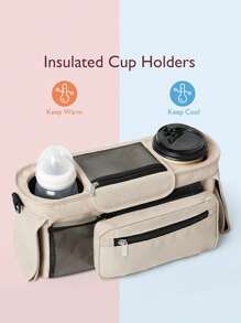 1pc Stroller Hanging Bag, Diaper & Feeding Bottle Storage Pouch, Multifunctional Tote Shoulder Bag For Mom