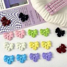 8pcs Multi-Color Random Cute Sweet Dopamine Macaron Color Candy Color Youthful Style Colorful Peach Heart Bow Knot Pendant DIY Handmade Necklace Bracelet Charm Earring Jewelry Accessory