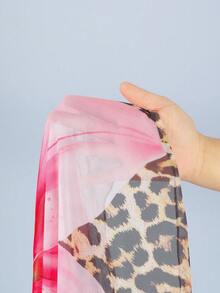 3pcs Set Gradient Tropical Flower Print Women Bikini Set, Adjustable Strap Bikini Top, Tie Side Bottom With Sarong Cover Up, Suitable For Beach And Party, Women Swimwear And Clothing