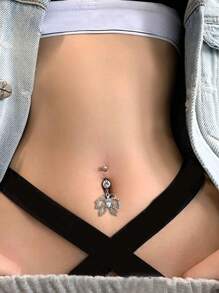 2pcs Of Non Piercing Fashionable Navel Nails, Painless Navel Rings, Cubic Zirconia Inlaid Butterfly Women's Summer Belly Dance, Beach Party, Bar Navel Nails, Navel Rings