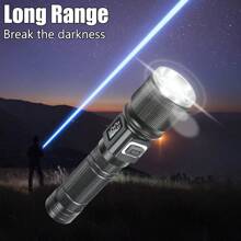 1pc Super Bright Flashlight | Spotlight/Floodlight Dual Modes Zoom + 3 Brightness Levels | Type-C Fast Charging + Real-Time Power Display | Waterproof Design | Ideal For Outdoor Adventure, Camping, Night Riding, Car, Home Emergency