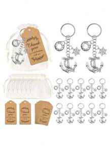 12 Sets Nautical Exploration Themed Party Favor Anchor Helm Keychain, Creative Gifts For Engagement, Wedding, Bridal Shower, Birthday, Anniversary, Christmas, Thanksgiving, Valentine's Day, New Year, Best Friend Commemorative Gift - No Need For Power Or Feathers, Suitable For Party, Daily, Holiday Gifts