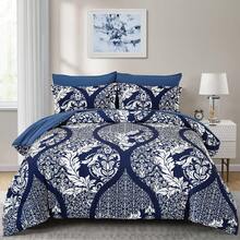 7 Pieces Black Gold Comforter Set Queen King Size,  Bohemian Damask Comforter Sets With Sheet,Soft Lightweight Microfiber Bedding Set, Suitable For Bedroom, Guest Room, Dormitory, Wedding Items,Valentines Day Home Bed Room Decor,Easter Gifts,Mothers Day Gift,All Season - Navy Blue - View 4