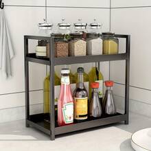 1/2pcs Metal Vanity Makeup Storage Shelf, Cosmetics Storage Rack, Double Layer Shower Gel Skin Care Storage Organizer, Bathroom Countertop Standing Shelf, Household Storage And Organization For Kitchen, Bedroom, Bathroom, Office, Desk Utility Racks - Multicolor - View 5