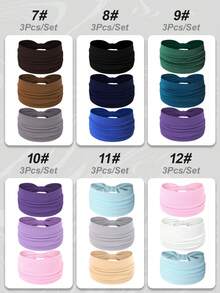 3 pezzi Fasce elastiche extra larghe a torsione di colore unito per donna, accessori per capelli alla moda e alla moda per l'autunno e l'inverno, adatti per vacanze, outfit eleganti, sciarpe, bandane e fasce per capelli morbide per donna, estivo, vacanza, viaggio - Multicolore - Visualizzare 3
