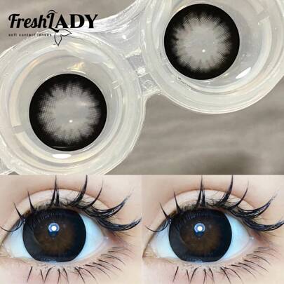 FRESH LADY Freshlady Back To School Contact Lenses Pupilentes Big Eyes 14.5mm Black Colored Contact Lenses 1 Year Disposable Halloween Costume Cosplay