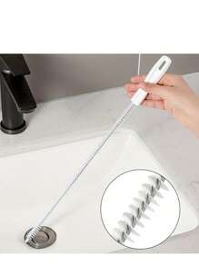 1 pieza Cepillo flexible para limpiar tuberías de drenaje, apto para fregaderos de baño y cocina, herramienta manual para eliminar obstrucciones, artículos de limpieza de plomería para el hogar.