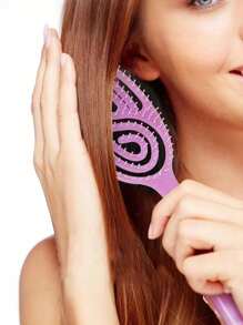 1 Pc Oval Hollow Design Brush, Large Curved Hair Comb, Home Volumizing Styling Brush, High Skull Massage Hair Brush, Suitable For All Hair Types, Dry & Wet Use, Promote Scalp Blood Circulation