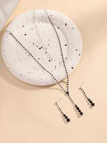 2 pièces Set de collier et boucles d'oreilles étincelants pour femmes, accessoires de bijoux de mariée élégants pour soirée