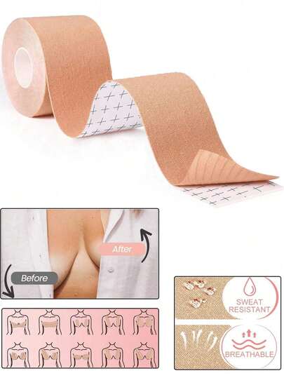乳房提升胶带，使用露背身体胶带和乳头贴套装提升和紧致您的乳房 - 透气乳房提升胶带，适合 A-E 罩杯和大乳房！