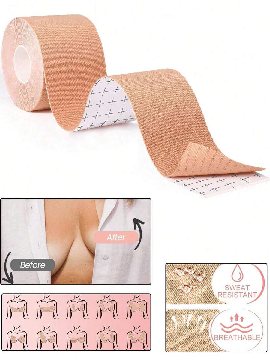 乳房提升胶带，使用露背身体胶带和乳头贴套装提升和紧致您的乳房 - 透气乳房提升胶带，适合 A-E 罩杯和大乳房！ - 彩色 - 查看 1