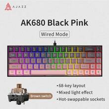 AJAZZ AK680 有线机械键盘，奶油色马卡龙色，热插拔，适用于办公、游戏、电子竞技 - 彩色 - 查看 9