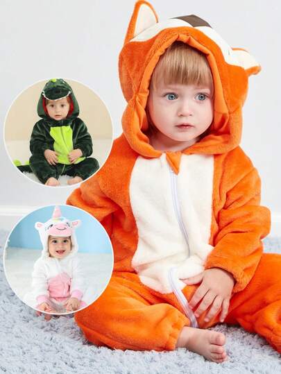 MICHLEY MICHLEY 1Pc Baby Sleeping Bag Autumn Winter Long Sleeve With Double Zipper Cartoon Fox/Unicorn Cute Comfortable With Hat Cosplay Children's Sleeping Bag Unisex Baby Supplies Suitable For Indoor Living Room Outdoor Festival Wear
