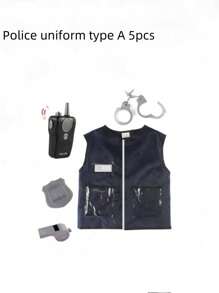 Set di costumi per bambini con molti pezzi, come gilet da polizia, gilet da pompiere, cappello, zaino, accessori, adatto per il gioco di ruolo, gioco in casa, sia interno che esterno, regali di Ognissanti e festività, abbigliamento per bambini dai 3 ai 6 anni, costumi da carnevale