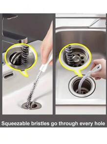 1 pieza Cepillo flexible para limpiar tuberías de drenaje, apto para fregaderos de baño y cocina, herramienta manual para eliminar obstrucciones, artículos de limpieza de plomería para el hogar.