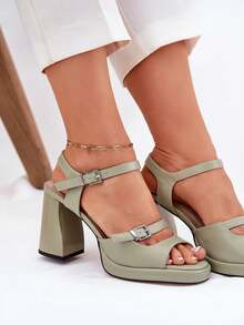 Women's Fashionable Versatile Commuting High Heel Sandals, Summer - Green - View 7