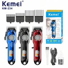 Kemei KM-234 专业无线理发器和胡须修剪器 | LED 显示屏和 USB 充电，零间隙理发配件，带 4 个导梳，男士电动理发器 | 便携式家居设计，男士旅行礼物 - 彩色 - 查看 2