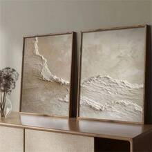 1Pc/2Pcs Vintage Abstract Beige And Brown Texture Wall Art Decor Posters Minimalist Boho Canvas Prints Fashion Paintings For Living Room Bedroom Home Office Dormitory Decor Wall Background Design Picture Framed/Unframed ,Wall Art With Frame