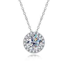 6.5mm Moissanite Classic Clavicle Pendant Necklace 925 Sterling Silver, Suitable For Women - White - View 4