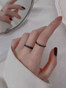 Nooxian Set de 2 anillos de nudillos minimalistas de acero inoxidable negro, anillos para dedos de estilo gótico unisex
