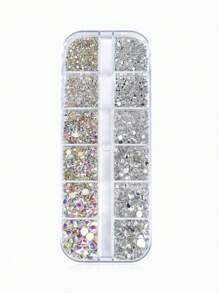 3D Flat Bottom Nail Rhinestones, Glass AB & Clear Crystal Nail Gems Set, DIY Nail Art Decorations