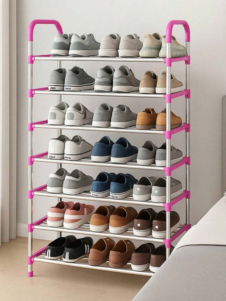 Zapatera práctica para 21 pares armable 7 niveles organizador de zapatos estantería apilable fácil ensamblaje almacenamiento de calzado hogar solución flexible espacio reducido - Multicolor - Ver 1