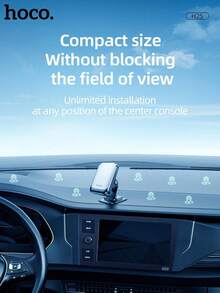 HOCO Universal Magnetic Car Phone Holder, 360° Rotatable Car Dashboard Phone Bracket - Black - View 6