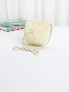 1pc Girls Cute Cartoon Fairy Flower Woven Princess Handbag, Suitable For Everyday Use - Flowers - View 5