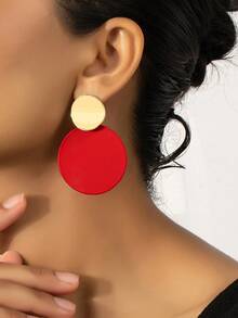 雙色圓形耳墜1對 - 彩色 - 查看 3
