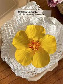 3朵芙蓉花夏威夷派对夏季派对DIY装饰人造花草裙舞女孩礼物发饰花朵（白色）发夹爪夹发卡发夹发夹发卡，学校用品，发饰