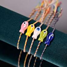 Pulsera de cerámica con pez multicolor y cordón, estilo bohemio, ideal para muñeca y tobillo