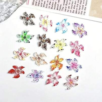 10/20/30个3D立体波点花朵装饰，DIY手工材料，迪克西树脂混合物，色彩缤纷，透明，百合花，艺术装饰