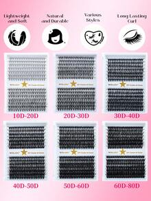RITALASH 280pcs D Curl Christmas Gift Cluster Lash Kit DIY Eyelash Extensions Long Individual Lashes Mixed Tray Lash Clusters Extensions DIY Cluster Lash At Home With Bond And Seal Applicator Cluster Lash Remover And Lash Brush - Black - View 3