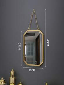 1PC Wall Mounted Mirror Gold Geometric Mirror With Chain Decorative Vanity Mirror Porch Decoration Mirror Bathroom Wall Mirror Vanity Mirror Suitable For Bathroom Bedroom Living Room Arch
