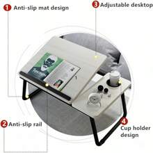Foldable Computer Desk Desk On Bed Adjustable 5-Speed Lifting Laptop Table Lazy Table With Cup Holder Anti-Skid Strip