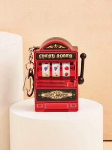 1 pièce Mini machine à sous drôle et mignonne porte-clés pendentif machine à sous avec rouleau tournant et porte-clés pour cadeaux de vacances, décorations de gâteau d'anniversaire, fournitures de fête, porte-clés de sac, pendentif de perle, petit cadeau, accessoires de voiture, breloques de sac à dos pour l'école